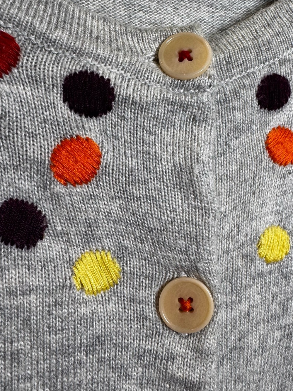 Boden Embroidered Polka Dot Cotton Cashmere Blend Cardigan Size 8 Medium - Picture 4 of 10